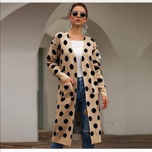 Polka Dot Open Front Casual Cardigan